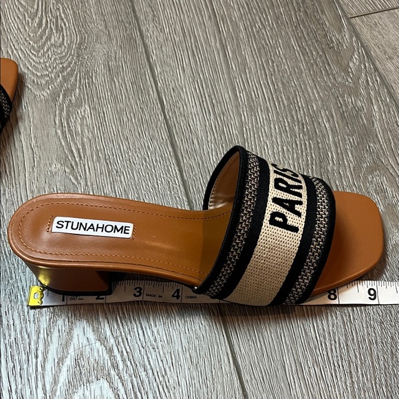 New Stunahome Stylish Black and Tan Women's Sandals Paris size 37 - Picture 9 of 10